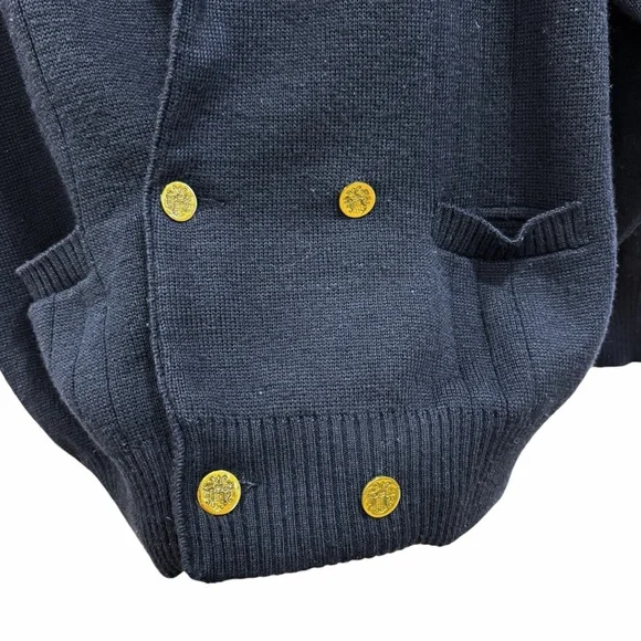 VTG St. Michael Sea & Breeze Italy Wool Blend Cardigan Sweater Navy Blue L - Picture 4 of 12